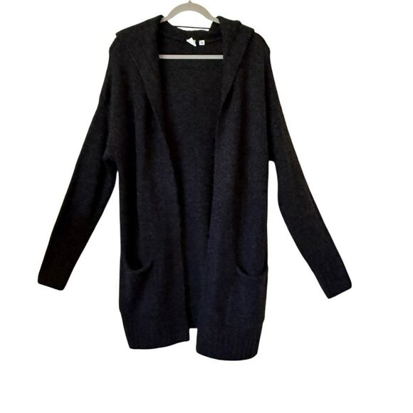 Gap Dark Heather Gray Oversized Long Hooded Cardigan Sz M Cozycore, Lounge - Picture 2 of 15